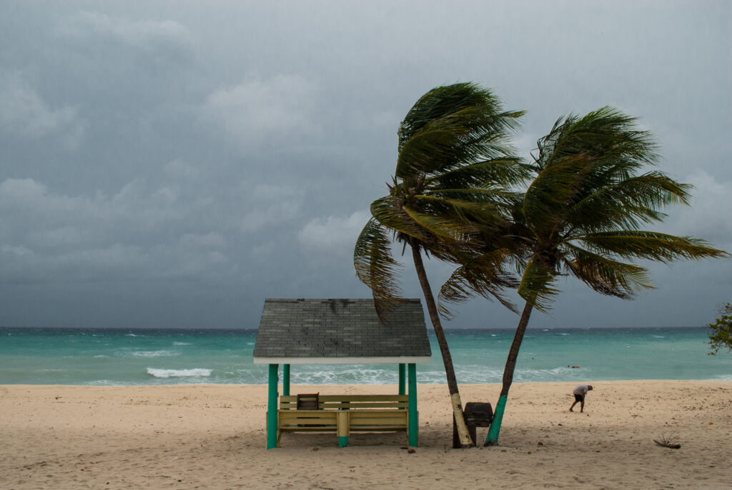 Tropical storm on beach